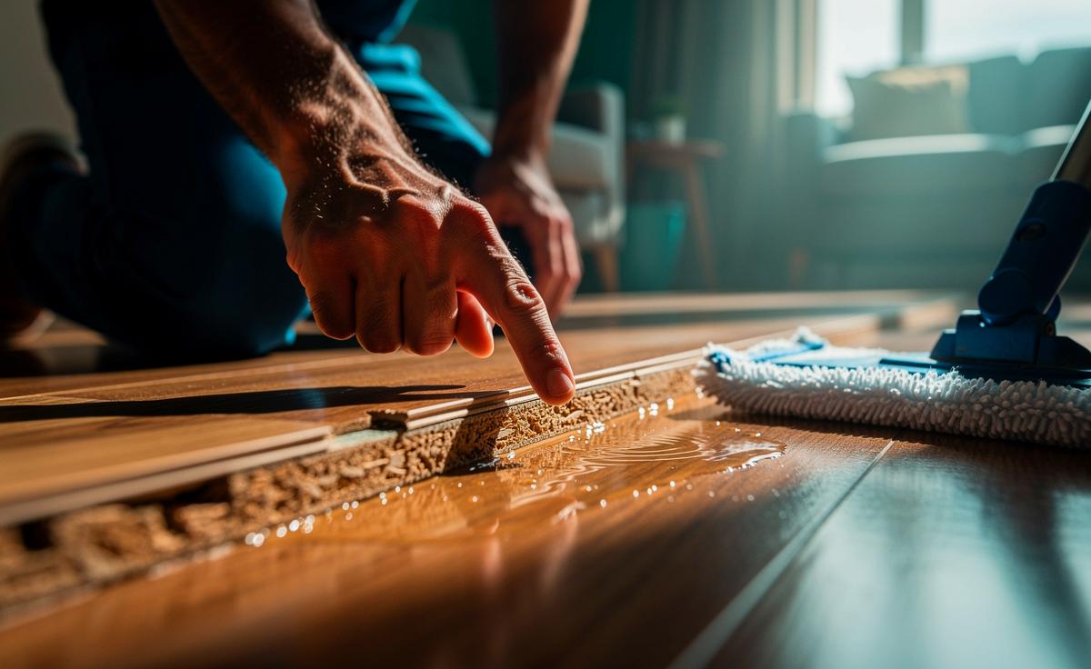 Ein Heimwerker erklärt, warum Laminatböden feucht reinigen langfristig schadet.